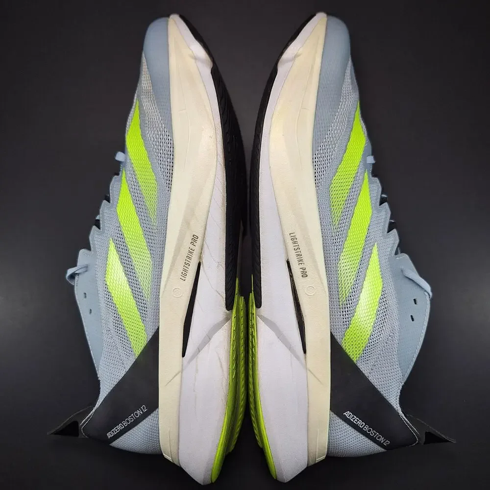 Adidas Adizero Boston 12 Wonder Blue Lucid Lemon Shoes ID4233 Men's Size 12 - Picture 9 of 12